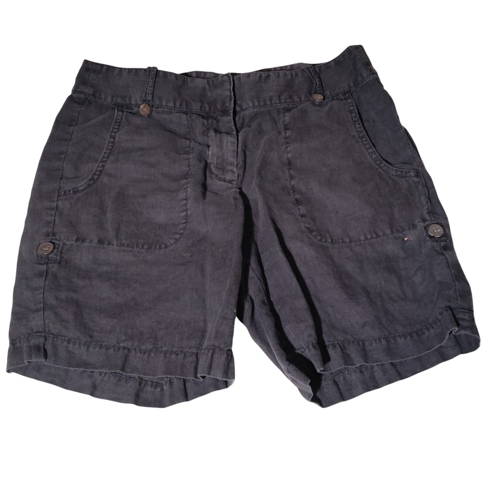 J.Crew Womens Charcoal Gray 100% Linen Shorts Roll Tab Size 0 (27"x7")